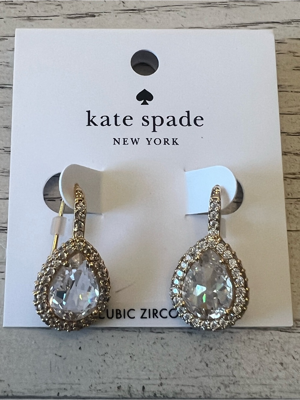 Kate Spade Brilliant State Clear Gold Drop Earrings NWT